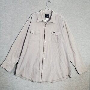 Wrangler Men Button Up Shirt 2XL Gray Western Pearl Snap Pockets Long Sleeve
